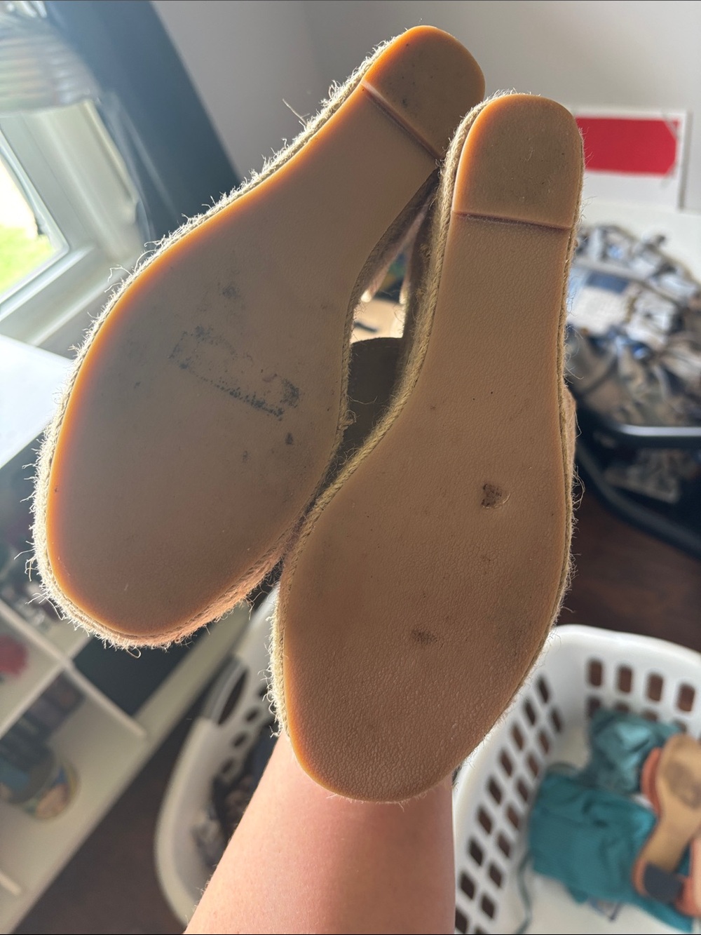 Not Rated Beige Woven Espadrille Wedge Sandals - Picture 3 of 5